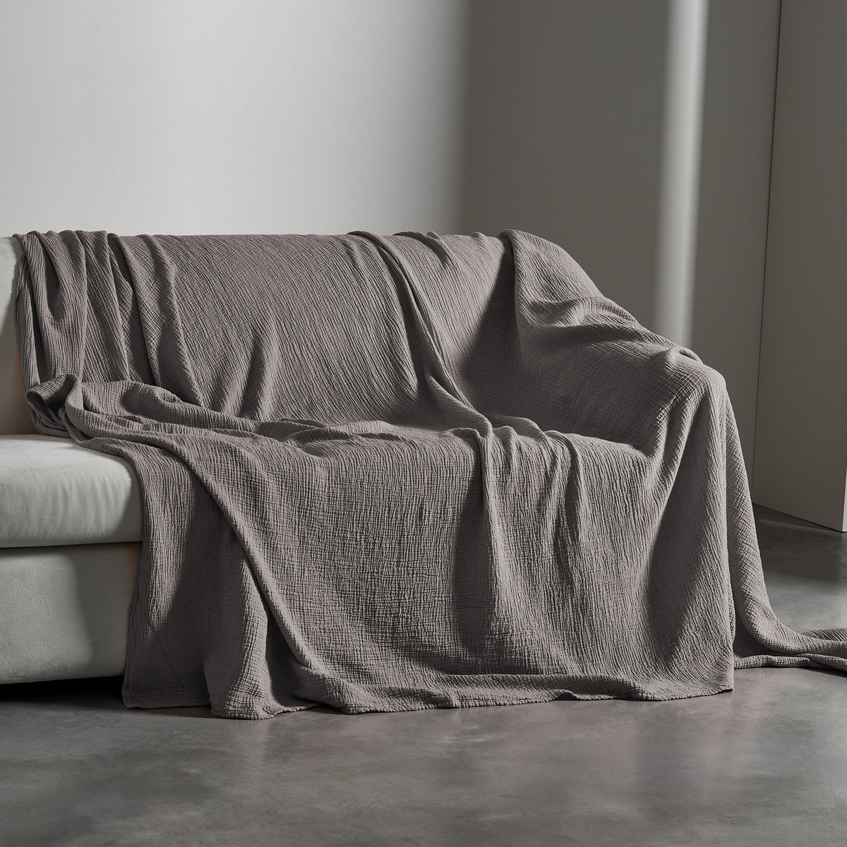 Telo Copritutto in Puro Cotone Jacquard no Stiro - Lasa Telo Copritutto Lisola Matrimoniale Antracite