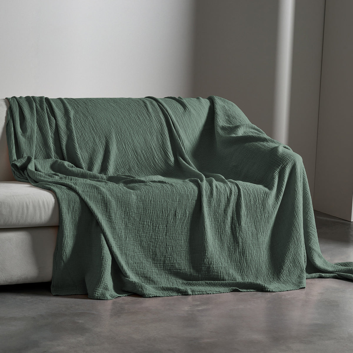 Telo Copritutto in Puro Cotone Jacquard no Stiro - Lasa Telo Copritutto Lisola Matrimoniale Verde