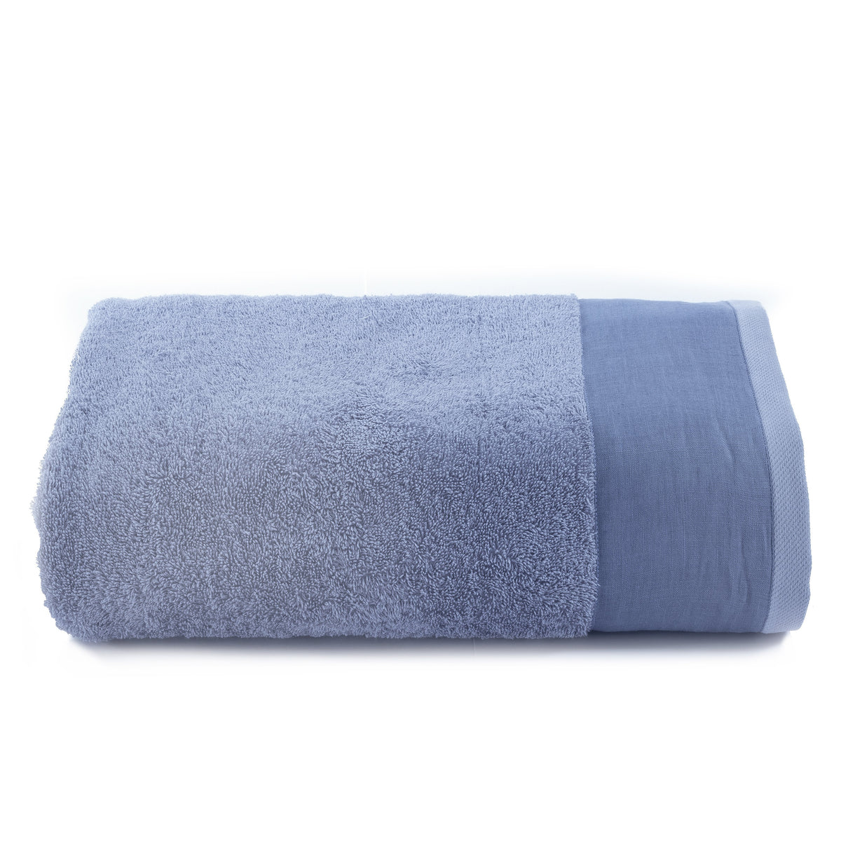 Telo da bagno in Spugna con Balza in Lino StoneWashed - Loira Telo spugna Lisola Azzurro (Polonia)