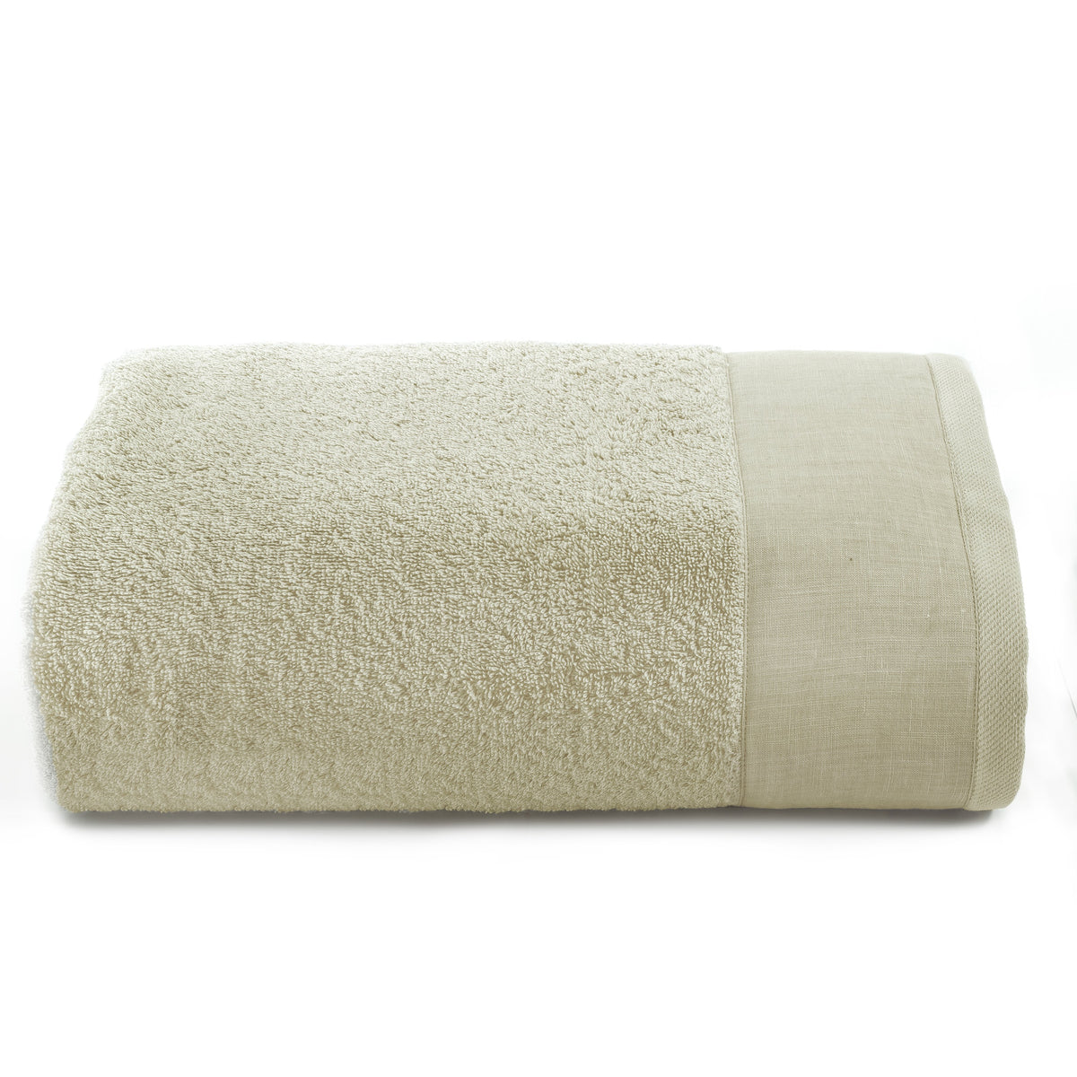 Telo da bagno in Spugna con Balza in Lino StoneWashed - Loira Telo spugna Lisola Beige (Beach)