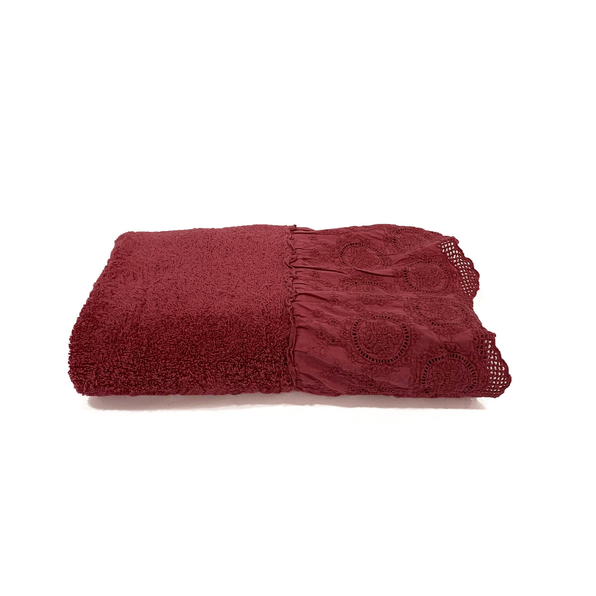Telo da Bagno in Spugna di Cotone con Pizzo - Betty Telo spugna Creole Home Lampone