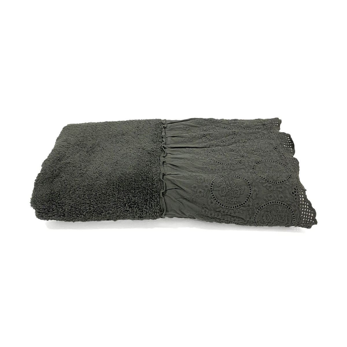 Telo da Bagno in Spugna di Cotone con Pizzo - Betty Telo spugna Creole Home Piombo