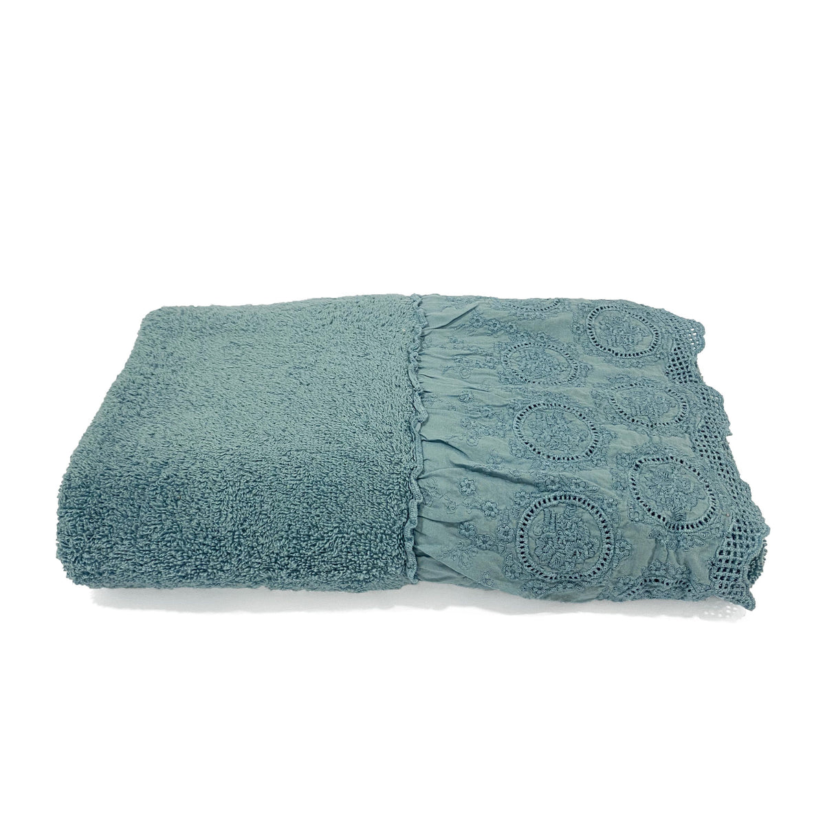 Telo da Bagno in Spugna di Cotone con Pizzo - Betty Telo spugna Creole Home Turchese