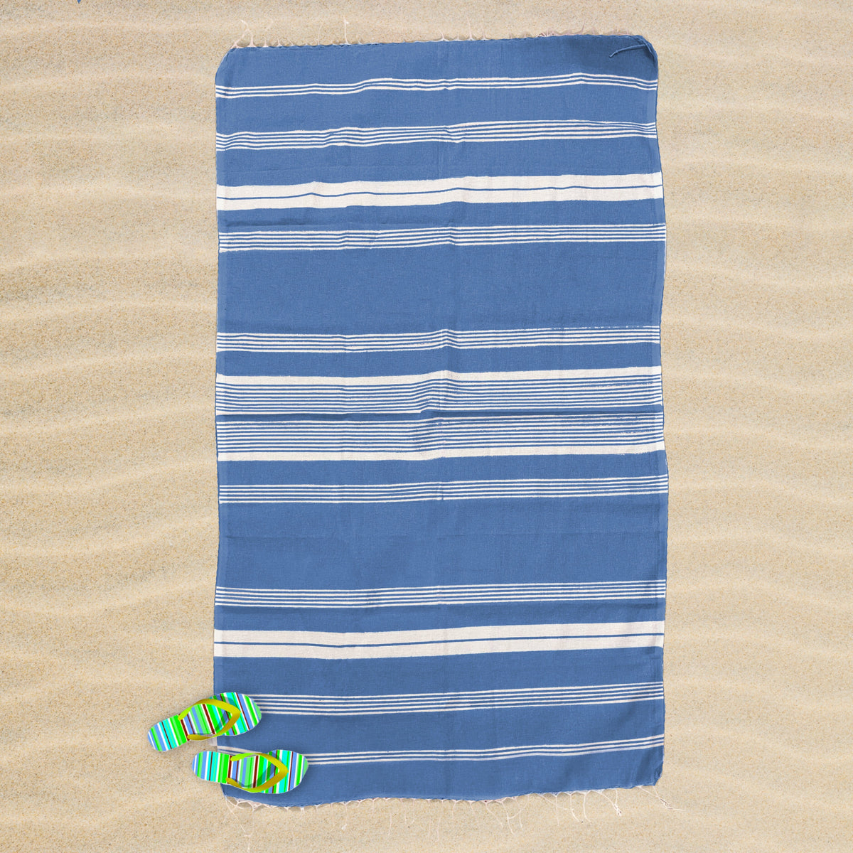 Telo Mare in Fouta di Cotone - Milano Telo Mare Marinette Saint-Tropez Blu Scuro