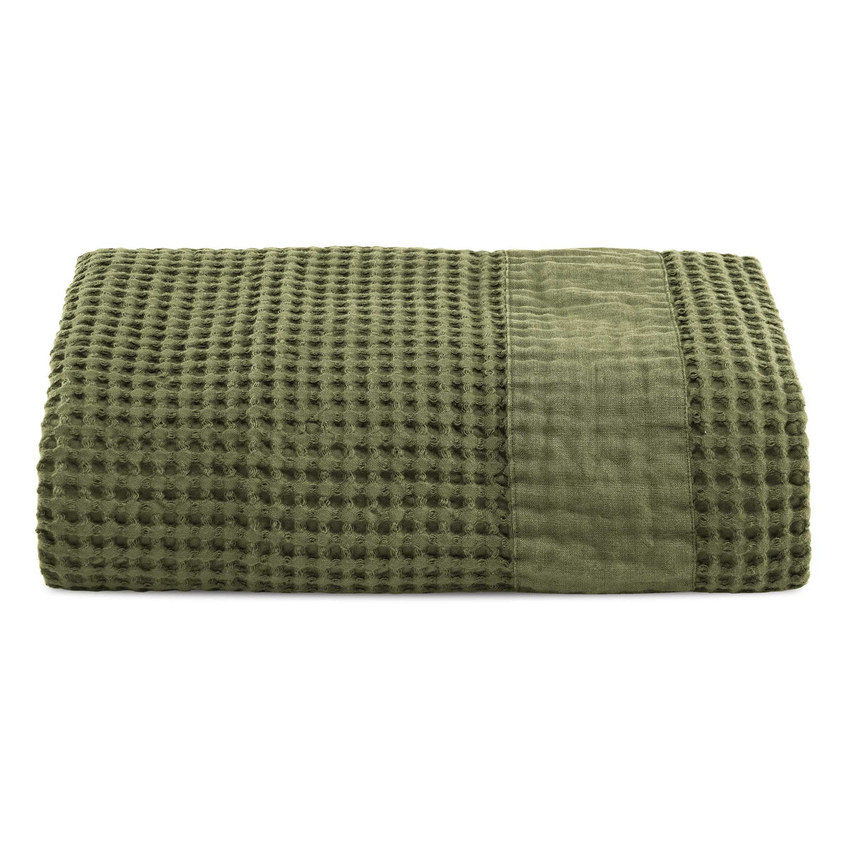 Telo mare XL in Puro Cotone Nido d'ape Stonewashed balza in lino - Palau Telo Mare Lisola Verde Bosco