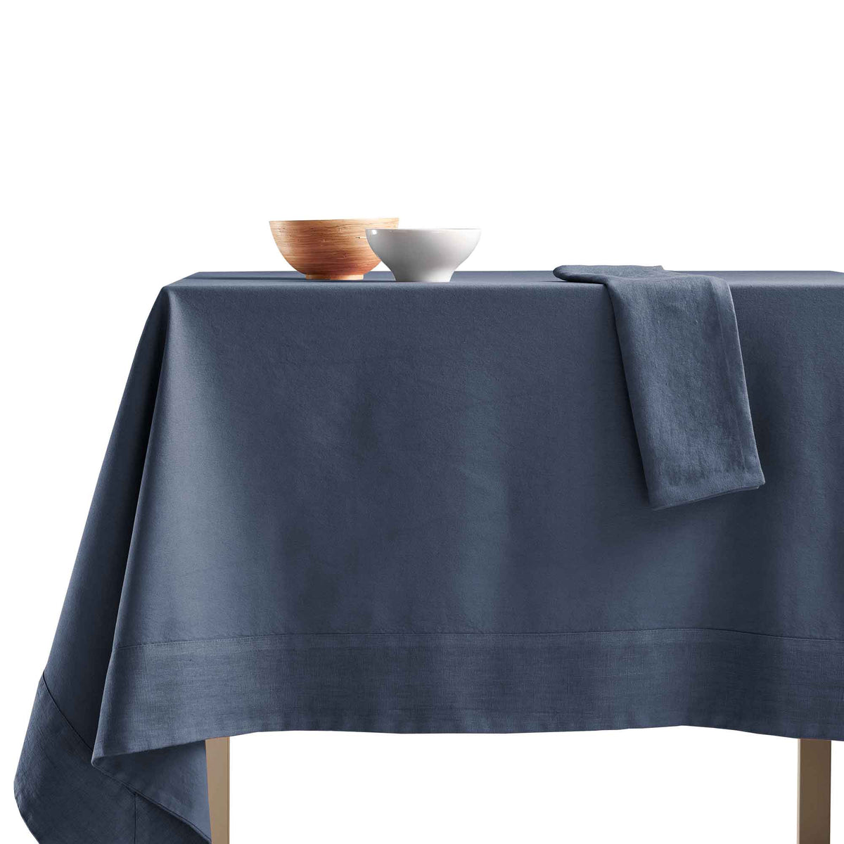 Tovaglia Cotone con Bordo in Lino StoneWashed NO STIRO - Loira Tovaglia Lisola Denim 140x180
