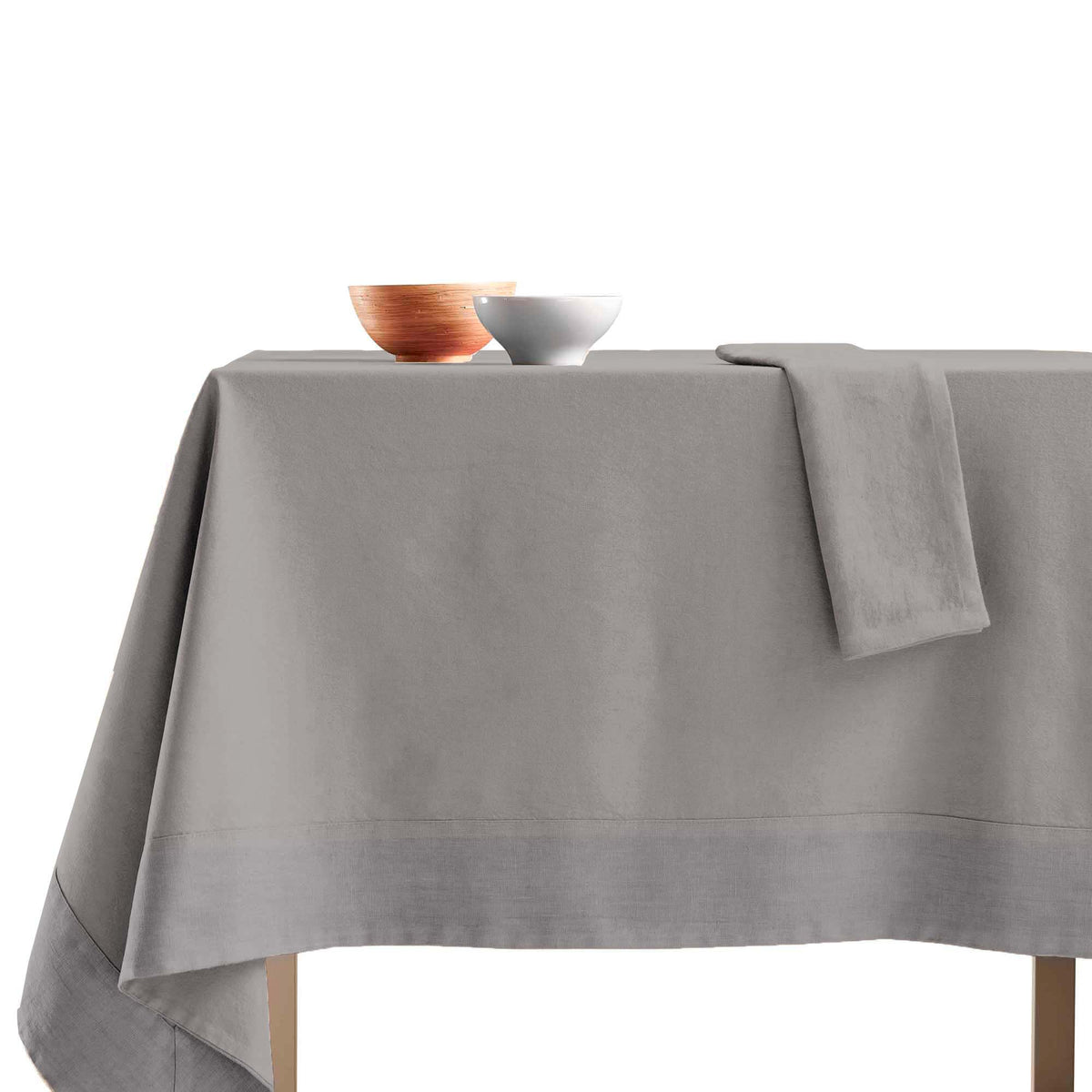 Tovaglia Cotone con Bordo in Lino StoneWashed NO STIRO - Loira Tovaglia Lisola Grigio (Baguio) 140x180