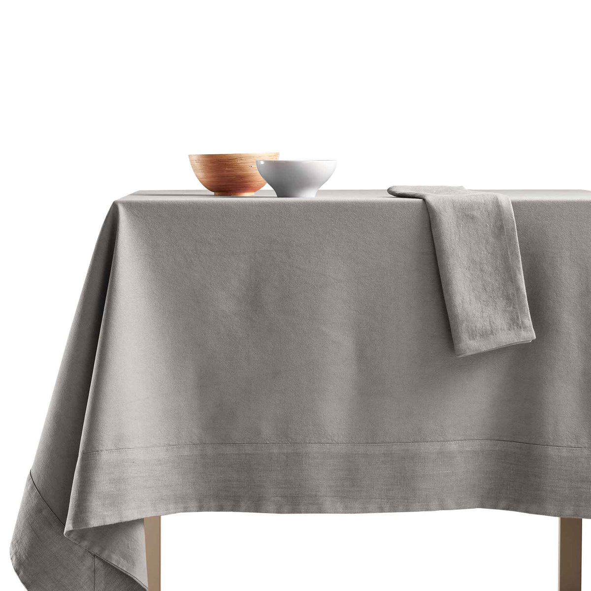 Tovaglia Cotone con Bordo in Lino StoneWashed NO STIRO - Loira Tovaglia Lisola Grigio Chiaro (Prisma) 140x180