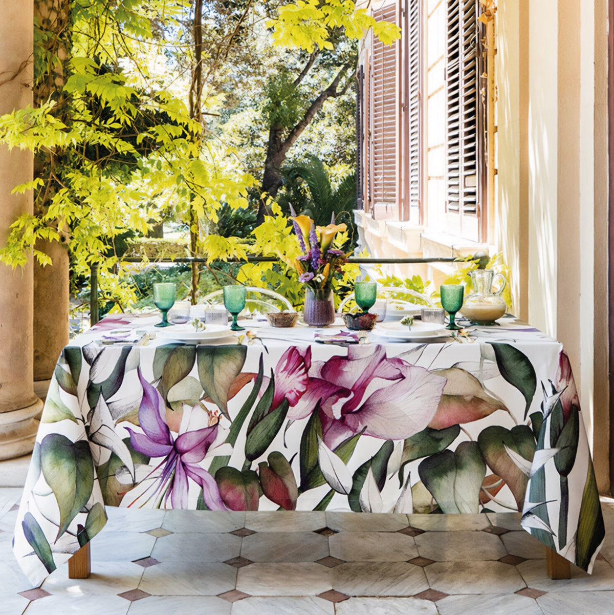 Tovaglia in Puro Cotone Fantasia Stampata - Iris Tovaglia Napking 180x270cm