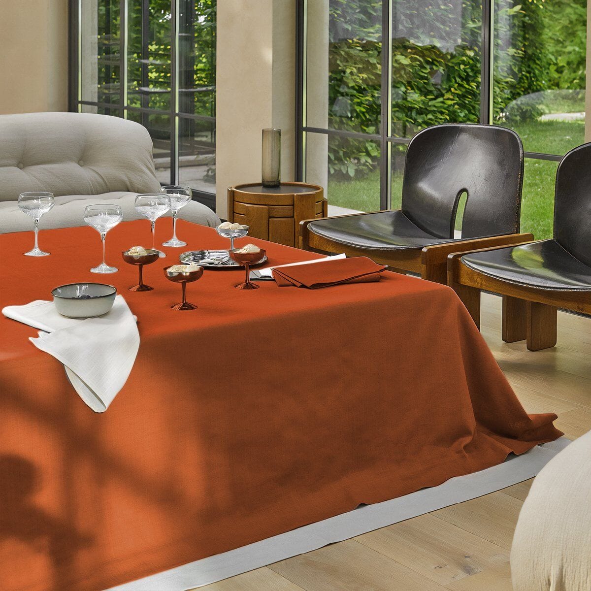 Tovaglia in Puro Cotone Fiammato - Sempre Tovaglia Fazzini 145x180cm Arancio