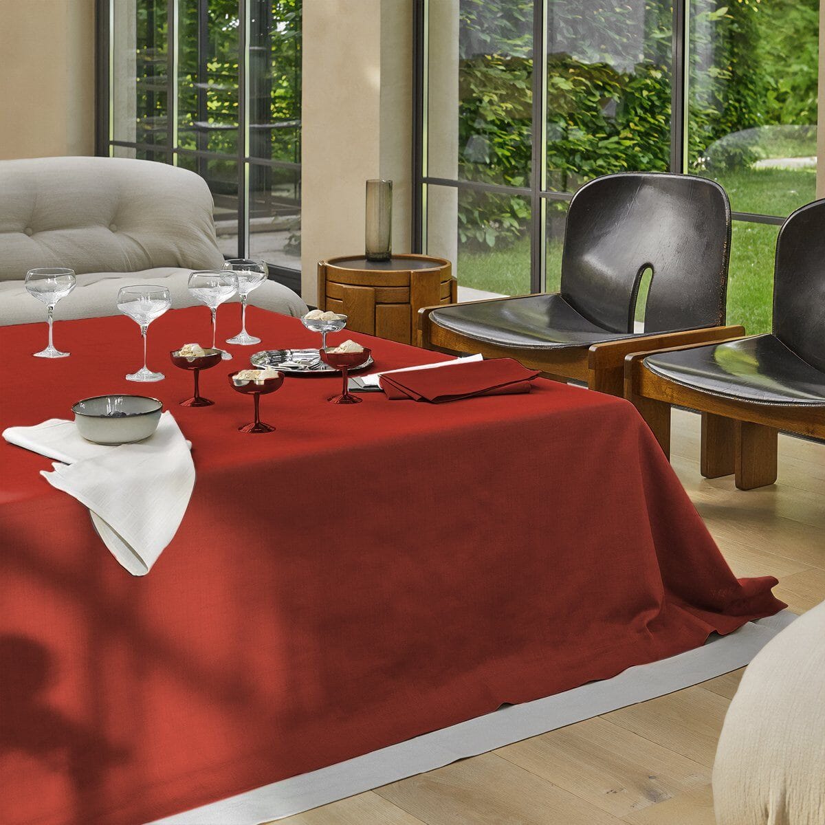 Tovaglia in Puro Cotone Fiammato - Sempre Tovaglia Fazzini 145x180cm Rosso