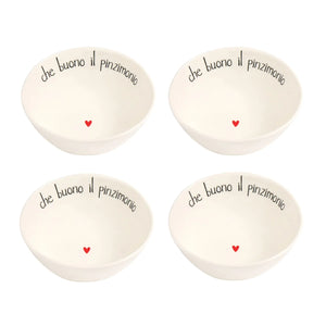 Set 4 Ciotole in Grès Serigrafata - Che Buono il Pinzimonio