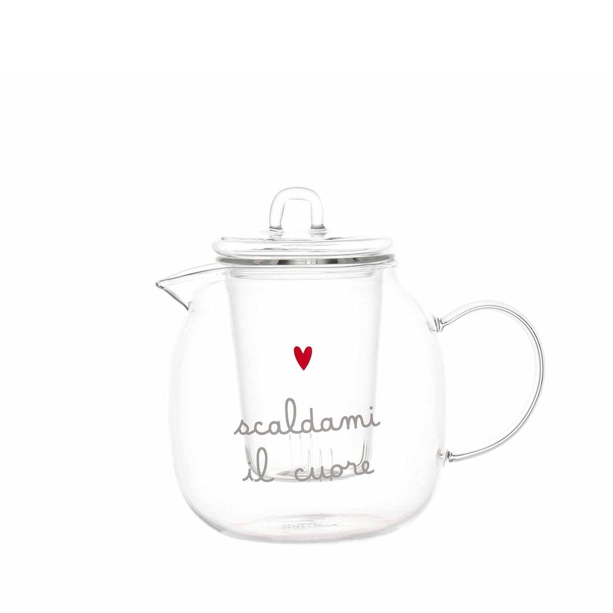 Teiera in Vetro Borosilicato Serigrafato - Scaldami il Cuore