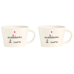 Set 2 Tazze Colazione in Grès - Scaldami il Cuore