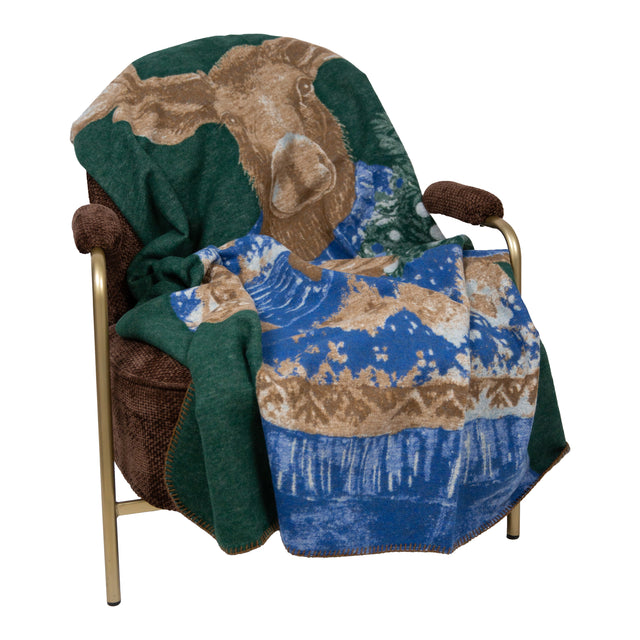 Plaid in Lana Cotta con Alce Natalizio - Moose