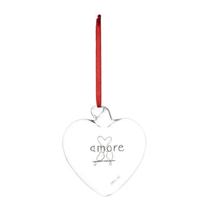 Cuore Decorativo in Vetro Borosilicato Serigrafato - Amore