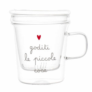 Infusore in Vetro Borosilicato Serigrafato - Goditi le Piccole Cose