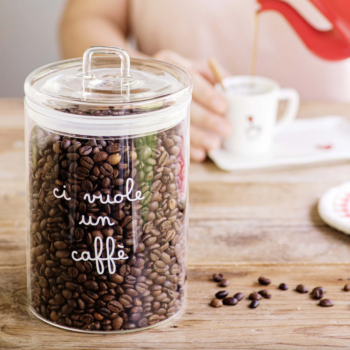 Barattolo in Vetro Borosilicato Serigrafato - Ci Vuole un Caffè
