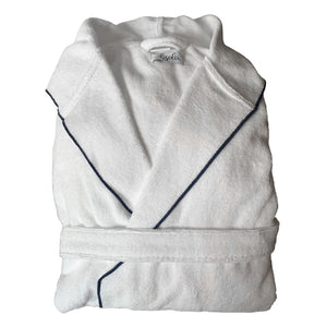 Accappatoio in Spugna con Cappuccio e finiture Overlock - Reunus