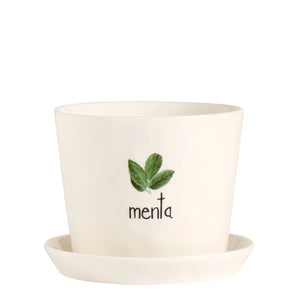 Vaso Portafiori in Grès Serigrafato - Menta