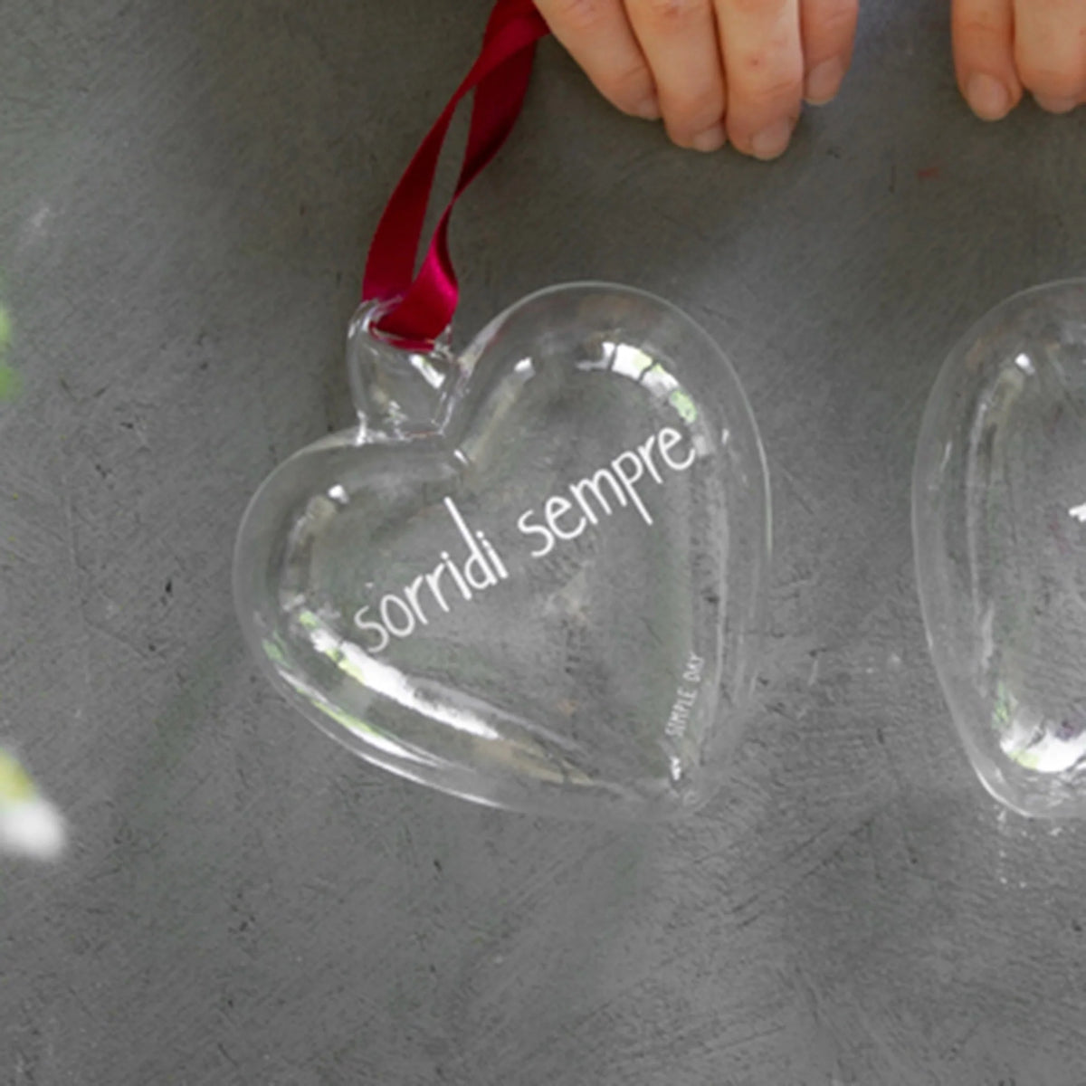 Cuore Decorativo in Vetro Borosilicato Serigrafato - Sorridi Sempre