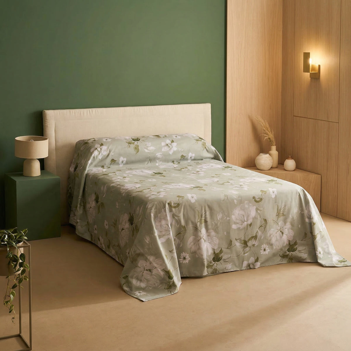 Telo Copritutto in Panama di Cotone Fantasia Floreale - Rosewood