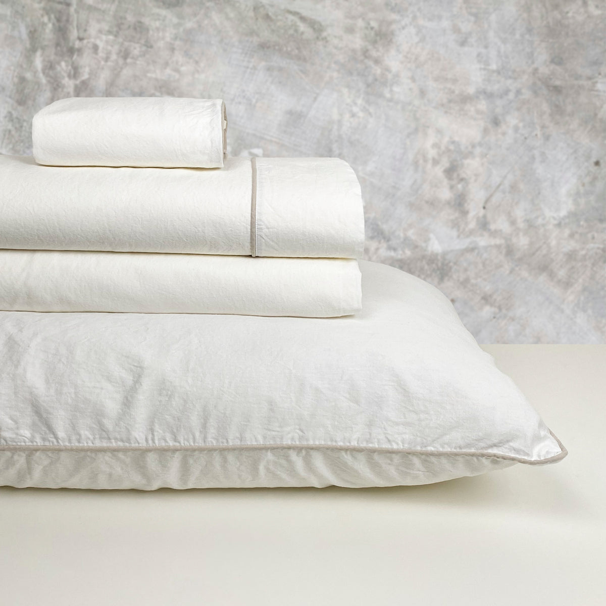 Completo Lenzuola in Percalle di Cotone Stonewashed - Volterra