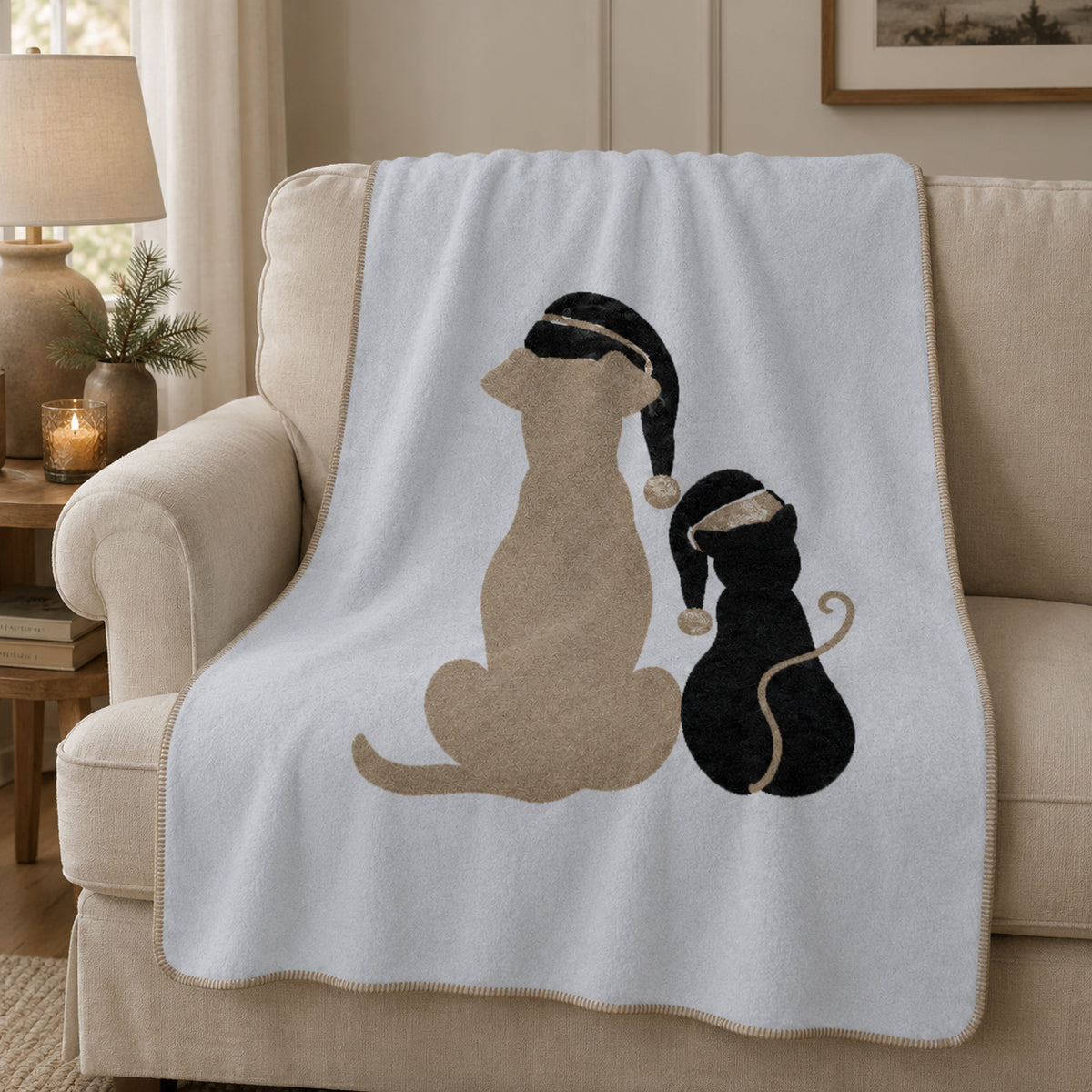 Plaid in Lana Cotta Fantasia Cane e Gatto - Dog & Cat
