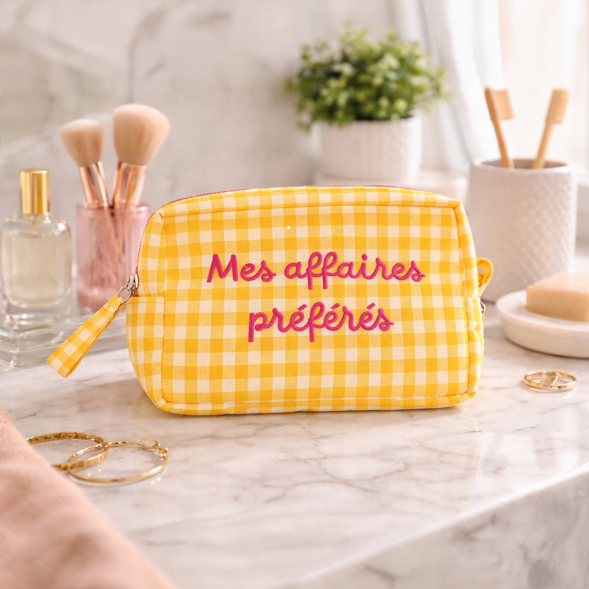Pochette a Quadretti con Scritta Ricamata - Anna