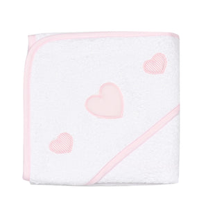 Accappatoio da Neonato con Cappuccio a Triangolo in Spugna di Puro Cotone - Cuore Accappatoio Bimbo Lisola Baby Rosa 