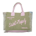 Borsa Mare o Trousse in Puro Cotone Fantasia Stampata - Icone Borsa Mare Marinette Saint-Tropez Borsa Mare Verde/Rosa 