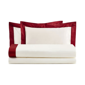 Completo Lenzuola con Bordo in Raso - Diamante Lenzuola Lisola Singola Bordeaux (Valenza) 