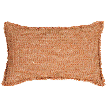 Cuscino a Nido D'Ape Chambray StoneWashed in Cotone Tinta Unita - Maia Chambray Cuscino Vivaraise 30x50 Bronzo 