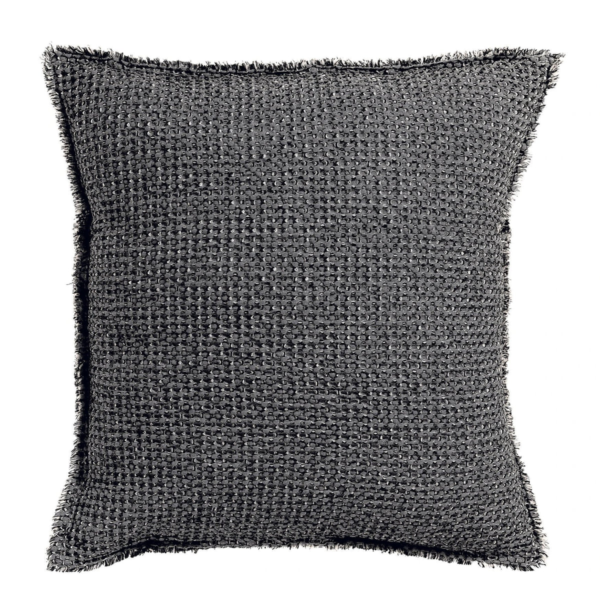Cuscino a Nido D'Ape Chambray StoneWashed in Cotone Tinta Unita - Maia Chambray Cuscino Vivaraise 45x45 Carbone 