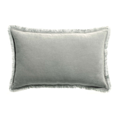 Cuscino in Puro Cotone Vellutato a Frange Tinta Unita - Fara Cuscino Vivaraise 30x50 Perla 