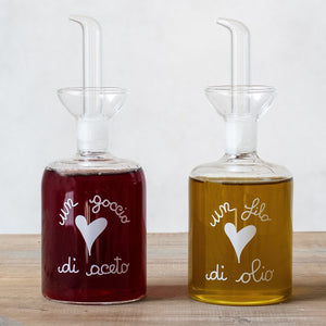 Set 2 Bottiglie in Vetro Borosilicato Serigrafate - Olio e Aceto Bottiglie Simple Day 