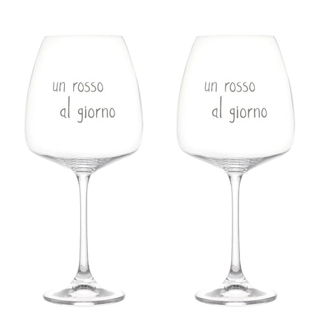 Set 2 Calici Vino Serigrafati - Un Rosso al Giorno Canovaccio Simple Day 