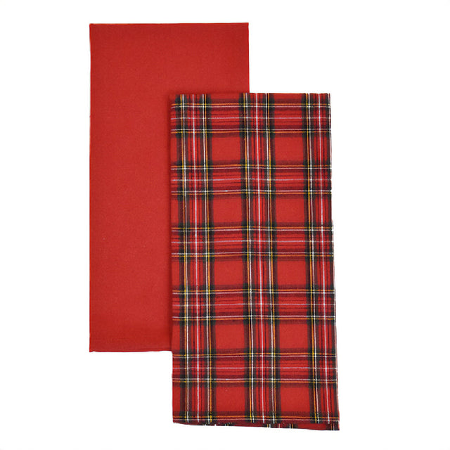 Set 2 Canovacci in Puro Cotone - Tartan canovaccio Daunex Rosso 