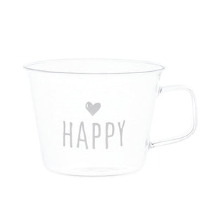 Set 2 Tazze in Vetro Borosilicato Serigrafate - Happy tazze Simple Day 