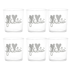 Set 6 Bicchieri Acqua Serigrafati - Felicità Bicchieri Simple Day Bianco 