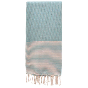 Telo Mare Fouta in Puro Cotone a Righe Strette - Tal Telo Mare Tadé Celeste 